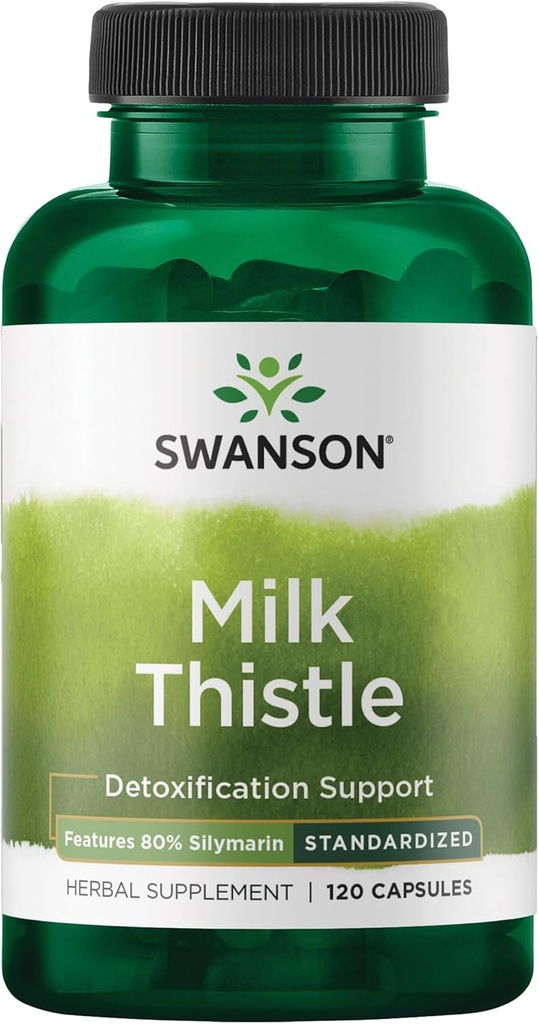 Swanson Milk Thistle (Standardized) - Herbal Liver Support Supplement w/ 80% Silymarin - Natural Formula Helping to Maintain Global Health & Wellbeing - (120 Capsules)