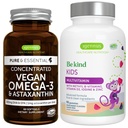 Vegan Omega-3 Algae Oil + Advanced Kids Multivitamin Gummy Bundle, alta concentración DHA &amp; EPA + vitamina A, B, C, D3 &amp; E, Clean Ingredients 60 Softgels + 90 Berry Flavor Gummies, por Igennus