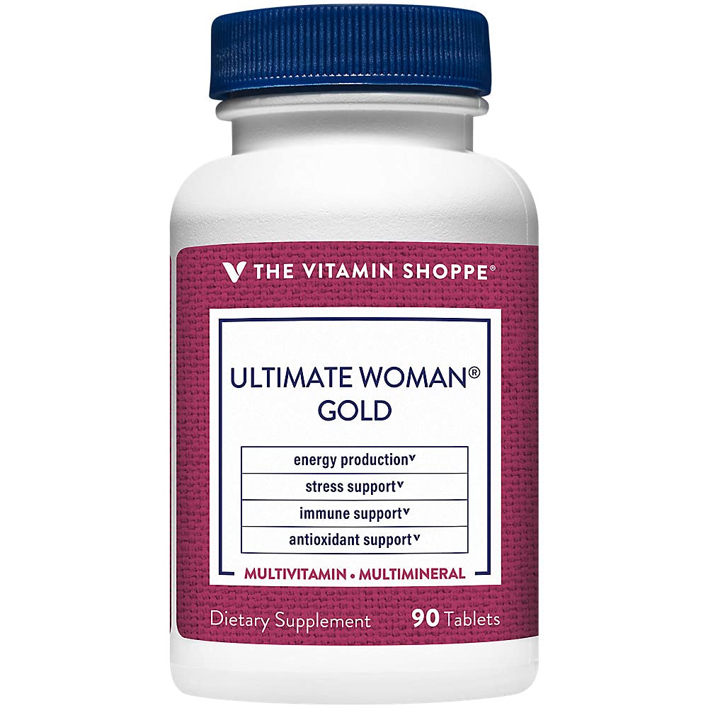 La vitamina Shoppe Ultimate Woman Gold Multivitamin - con hierro, vitaminas B &amp; vitamina D3 y más para apoyar la producción de energía, bonificación &amp; salud inmune - Gluten Free Multi-Mineral (90 tabletas)