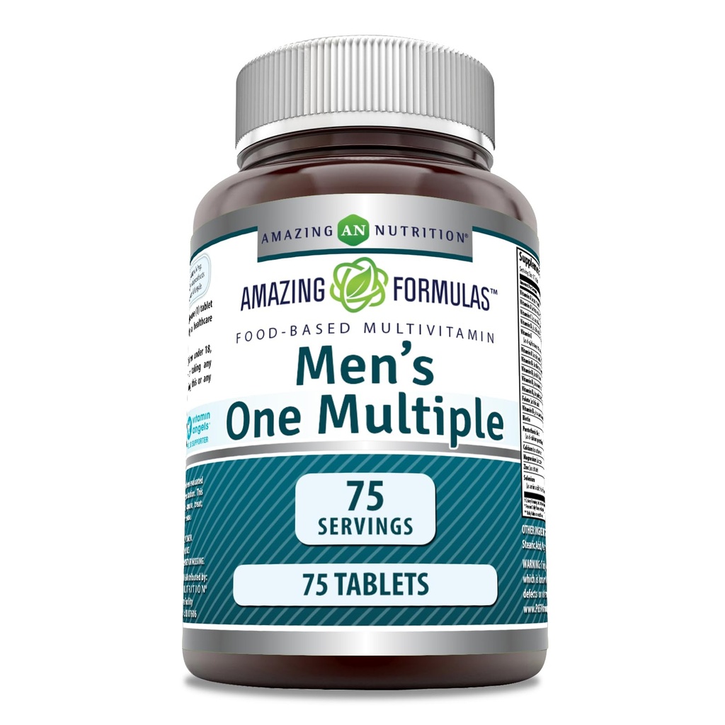 Fórmulas asombrosas Multivitamínico para Hombres TENIDO Alimentos Basados en las Tablas Suplemento TENIDO Perfect Blend of Vitamins, Minerals, 25 Millones de probióticos de la UF &amp; enzimas basadas en alimentos (1 Pack, 75 Cuenta)