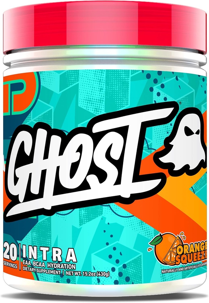 GHOST Powder de entrenamiento intra, Orange Squeeze - BCAAs, " EAAs, Nootropics " Hydration - Essential & Branch Chain Amino Acids Supports Muscle Recovery " Focus - Pre, Intra " Post Workout Powders