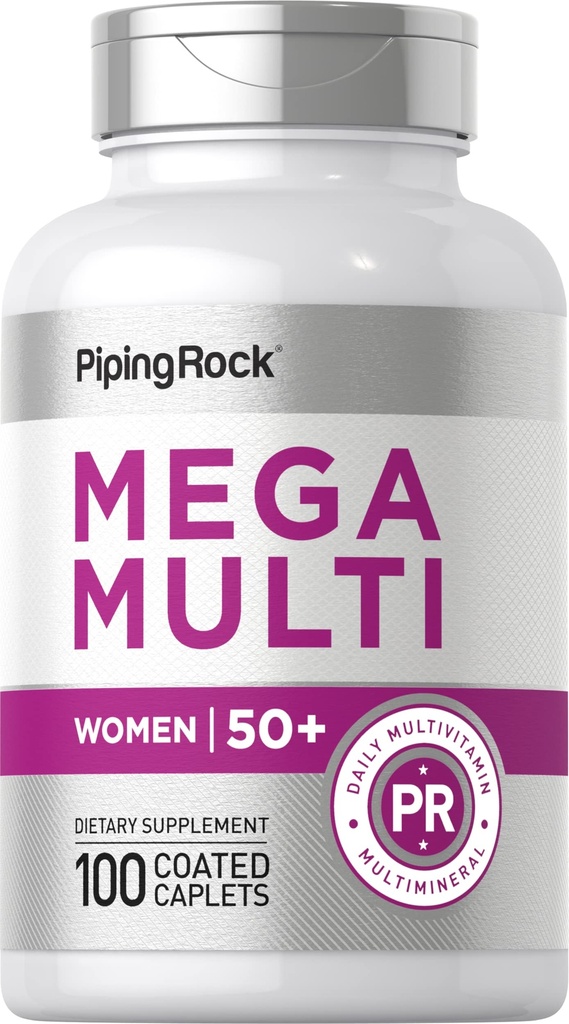 Piping Rock Multivitamin for Women 50 Plus  100 Coated Caplets ← Daily Multi Vitamin &amp; Mineral for Women ← Non-GMO, Gluten Free Supplement