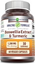 Amazing Formulas Boswellia Extract " Turmeric Supplement TEN 1200 Mg Por Serving TEN 60 Veggie Capsules ← Non-GMO TEN Gluten Free TEN Made in USA TEN