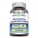 Amazing Fórmulas Glucosamine Chondroitin MSM 1850 mg Por Serving Capsules Suplemento  Non-GMO TEN Gluten Free TEN Made in USA (120 Count)