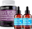 Collagen líquido Biotina (2pk) y óxido nítrico (1pk) Suplemento Bundle - Vitaminas Potente para el cabello, la piel, las uñas, el corazón, el circulatorio y el soporte de labio - No GMO, Vegan, Sin gluten
