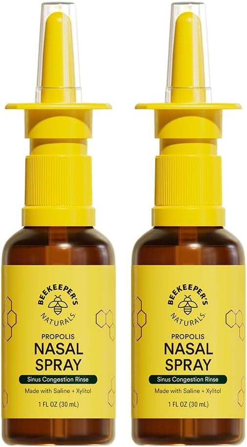 Naturales Nasal Spray para Adultos con Propolis, Xylitol & Saline, Limpia la Congestión Nasal, hidrata el Canal Sinus, " Cavities Sinus Decongest, 1 fl oz(Pack of 2)