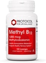 PROTOCOLO PARA LA VIDA BALANCE Metil B12 1000mcg - Vitamina B12 para el metabolismo de Homocysteine - Apoyo a la salud cerebral Sistema nervioso de salud - Kosher, Halal & Vegan - 100 pastillas