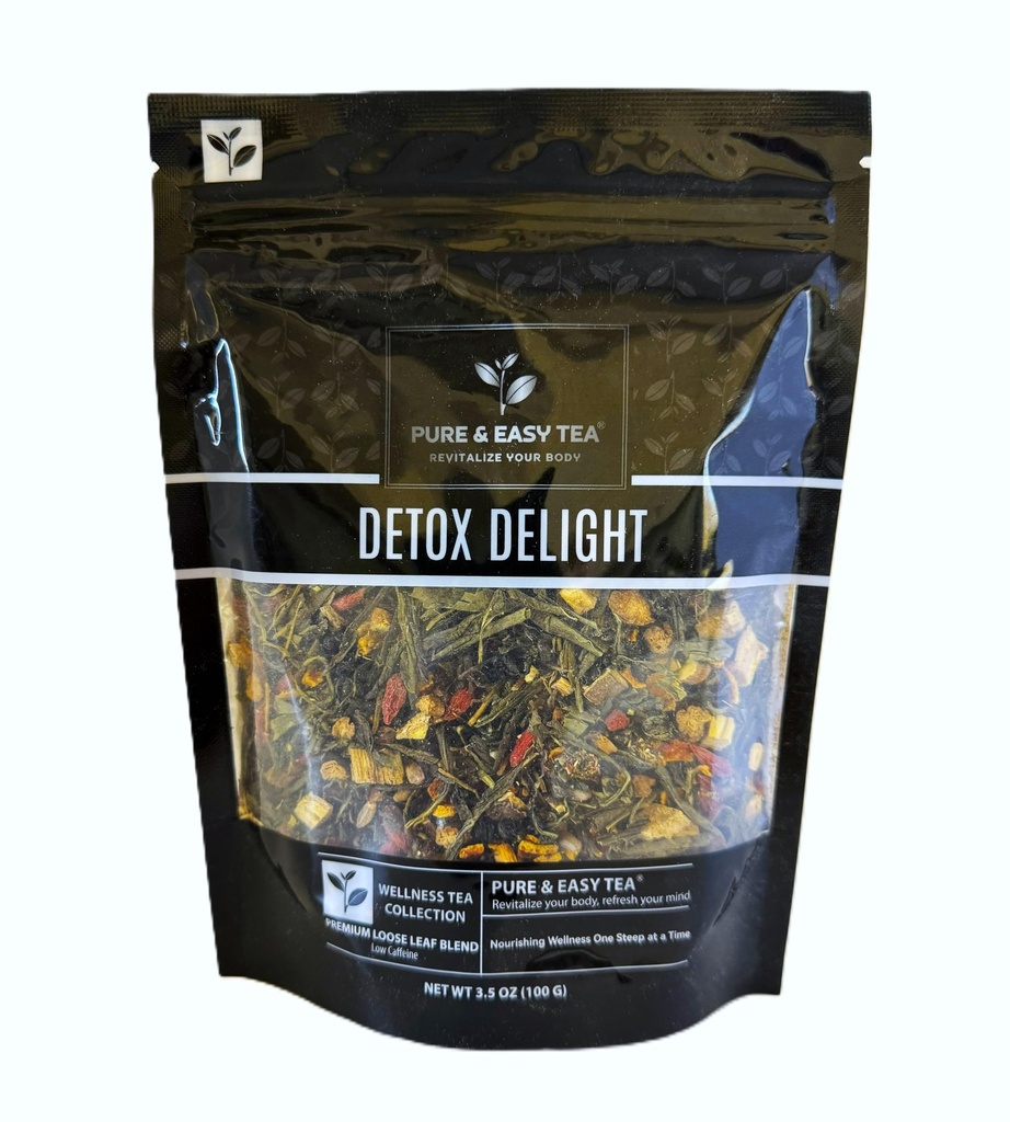 Té puro y fácil, Detox Delight, 30 días Detox, soporta el deslizamiento saludable, el hígado, Gut & Colon Cleanse, Advanced Full Body Blend, 100g/3.5oz
