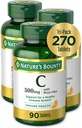Suplemento de vitamina C de la naturaleza con HIPS rosa, ayuda a la salud inmune, 500 mg Tabletas, 500 mg, 90 Conde, Pack de 3