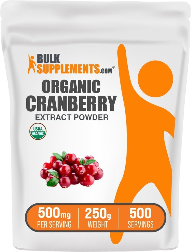 [BRSWKZICDF6WYALO] BulkSupplements.com Pólvora extractora de arándano orgánico - Pólvora de arándano orgánico, Fuente de Vaccinium Macrocarpon Fruit - Vegan & Gluten Free, 500 mg por Serving, 250g (8.8 oz) (Pack of 1)