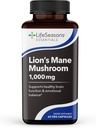 LifeSeasons Essentials Lion's Mane Mushroom - Support Healthy Brain Function & Emotional Balance - Stimulate Nerve & Brain Cell Growth - Mood Enhancer - 1000mg por Serving - 60 cápsulas