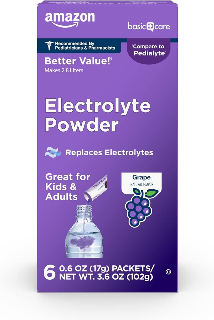 Paquetes para Rehidratación para Adultos Niños, Grape Flavor, 6 Conde (Pack of 1)