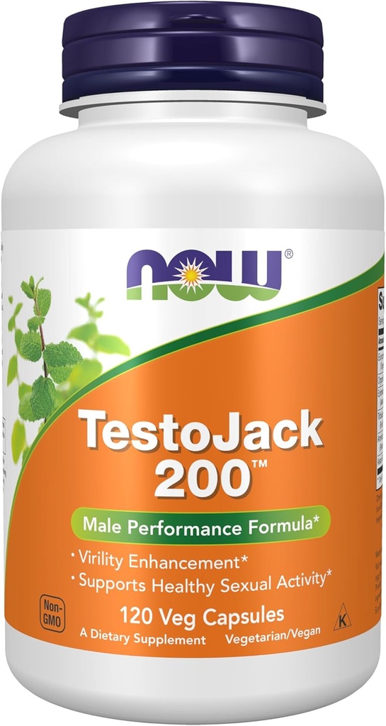 AHORA Suplementos de alimentos, TestoJackTM 200 con Tongkat Ali, Tribulus, Maca y Horny Goat Weed, 120 Veg Capsules