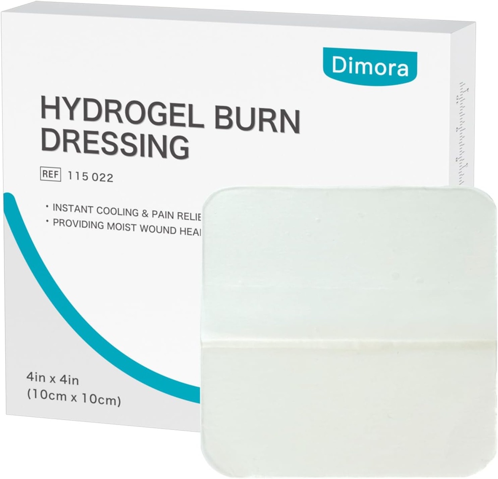 [BRSROGADCUORQDQ4] Dimora Hydrogel Burn Dressing 4" x 4" - Burn and Wound Dressing Instant Cooling Relief for Minor Burns ' Wounds, Soothing Moist Burn Pads for 1st-2nd Degree Burns, Cuts, Abrasions(10 Count)