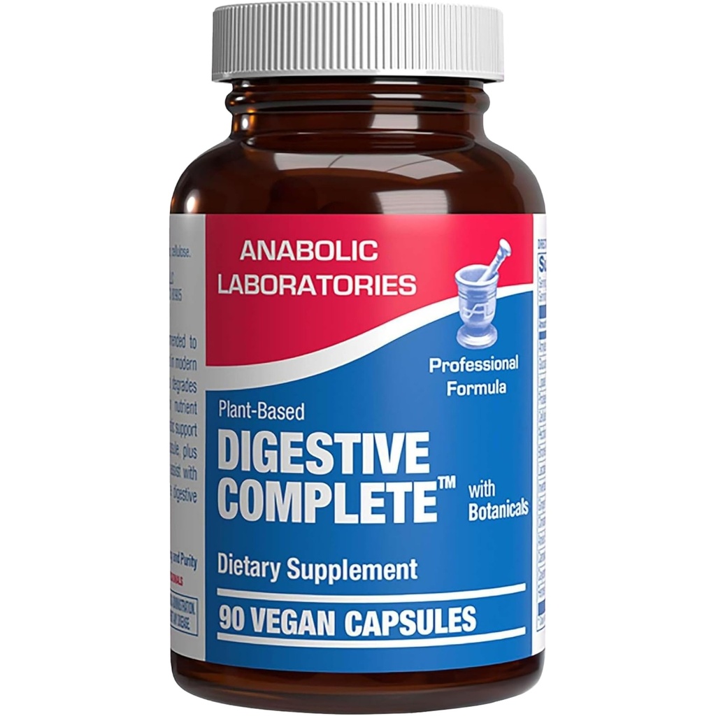 Suplemento de enzimas multidigestivos basados en plantas - Suplemento de digestión clínicamente formulado con hierbas calmantes y enzimas para mujeres y hombres para Protein Carb &amp; Fat Digestive Complete (90ct)