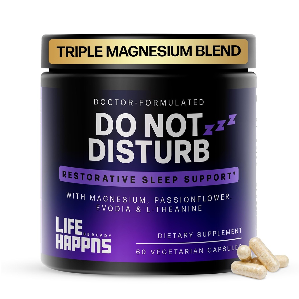 Los pezones de vida no perturban la ayuda del sueño para adultos Suplemento natural con L-Theanine, Magnesio, Flores de Pasión &amp; Evodia Fruto para el sueño restaurativo Melatonina-libre, sin Hábito-Forming, 60 cápsulas