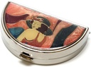 9352 Semi-Circular Pequeña caja de píldoras Organizador Pewter Plata Mujer Rosa de viaje Pill Funda de bolsillo Medicina diaria portable Vitamina Caja Suplemento de medicamentos Mini Almacenamiento