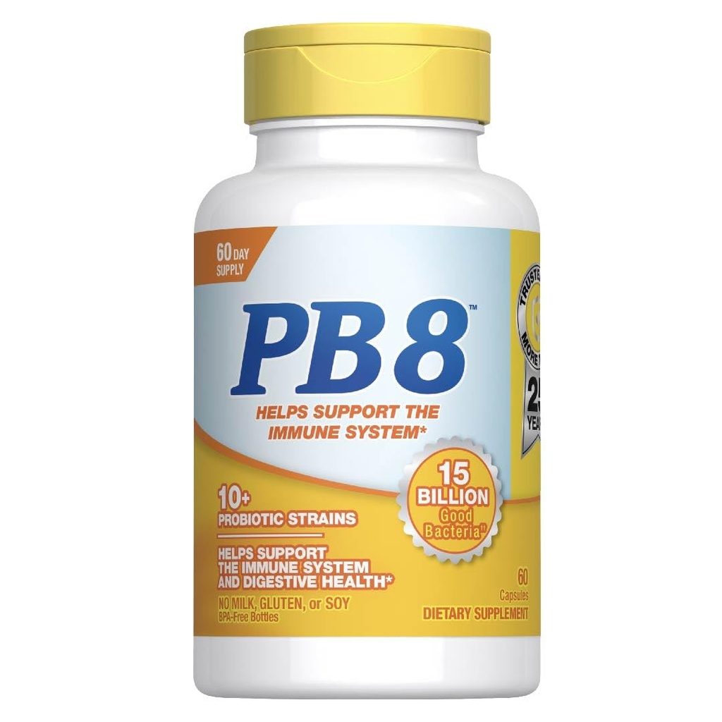 Nutrición Ahora PB 8 Sistema de inmunodeficiencia probiótica y soporte digestivo* Suplemento dietético, 60 Cuenta