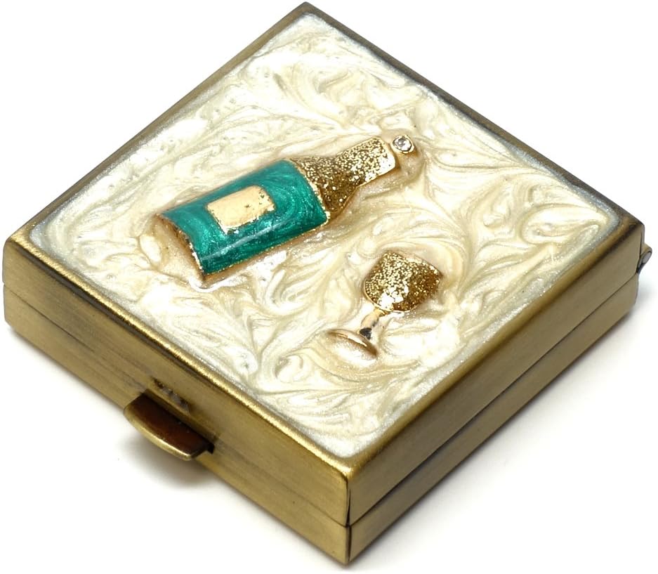 9328 Square Small Pill Box Organizador Cream White Brass Women Travel Pill Case Purse Pocket Container Daily Portable Medicine Vitamin Box Suplemento Mini Almacenamiento