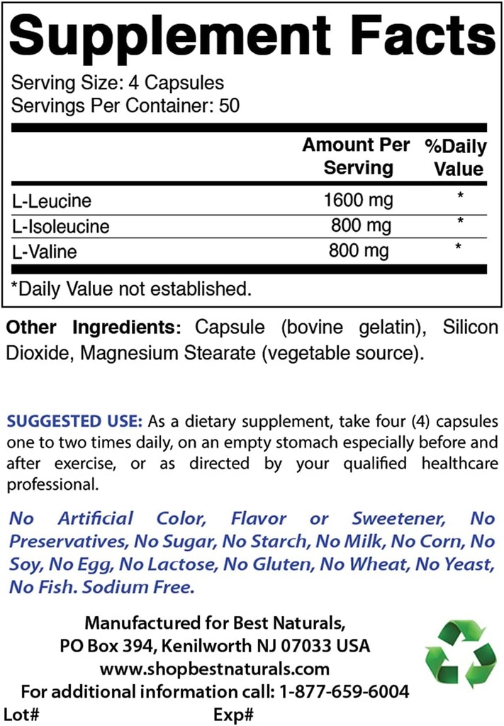 Best Naturals BCAA 3200mg & B-100 Complejo