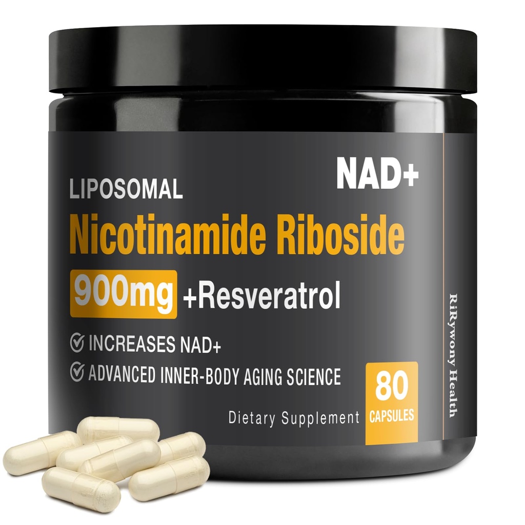 NAD Suplemento - NAD+ con Nicotinamide Riboside (NR) y Resveratrol Quercetin 900mg Puro NAD orgánico Plus para Reparación Celular Función del cerebro envejecido saludable, 80 cápsulas