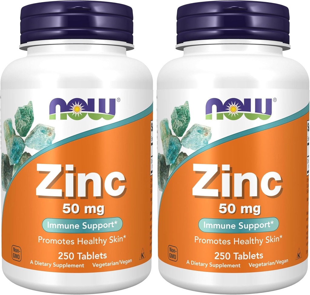 AHORA Suplementos, Zinc (Zinc Gluconate) 50 mg, soporta las funciones de enzima*, Immune Support*, 250 Tablets (Pack of 2)