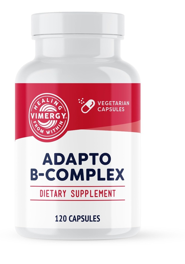 Vimergy Adapto B Complex, 120 Servings – High Potency with 8 B Vitamins, Rhodiola & Hawthorn Berry – Supports Mental Energy, Cognition, Mood - Non-GMO, Kosher, Vegan, Paleo, No Gluten, No Soy