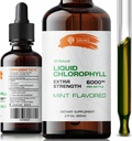 Gotas de clorofila líquida - Extracto de clorofilina de sodio natural - Limpiar &amp; Apoyar Su Sistema Inmunitario &amp; Energía Naturalmente - Verdes vegetarianos, no dietéticos Tintura - 2 fl.