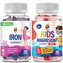 Gummies de magnesio para niños 500 mg " Gummies de hierro para adultos - Vitaminas de hierro con vitamina C