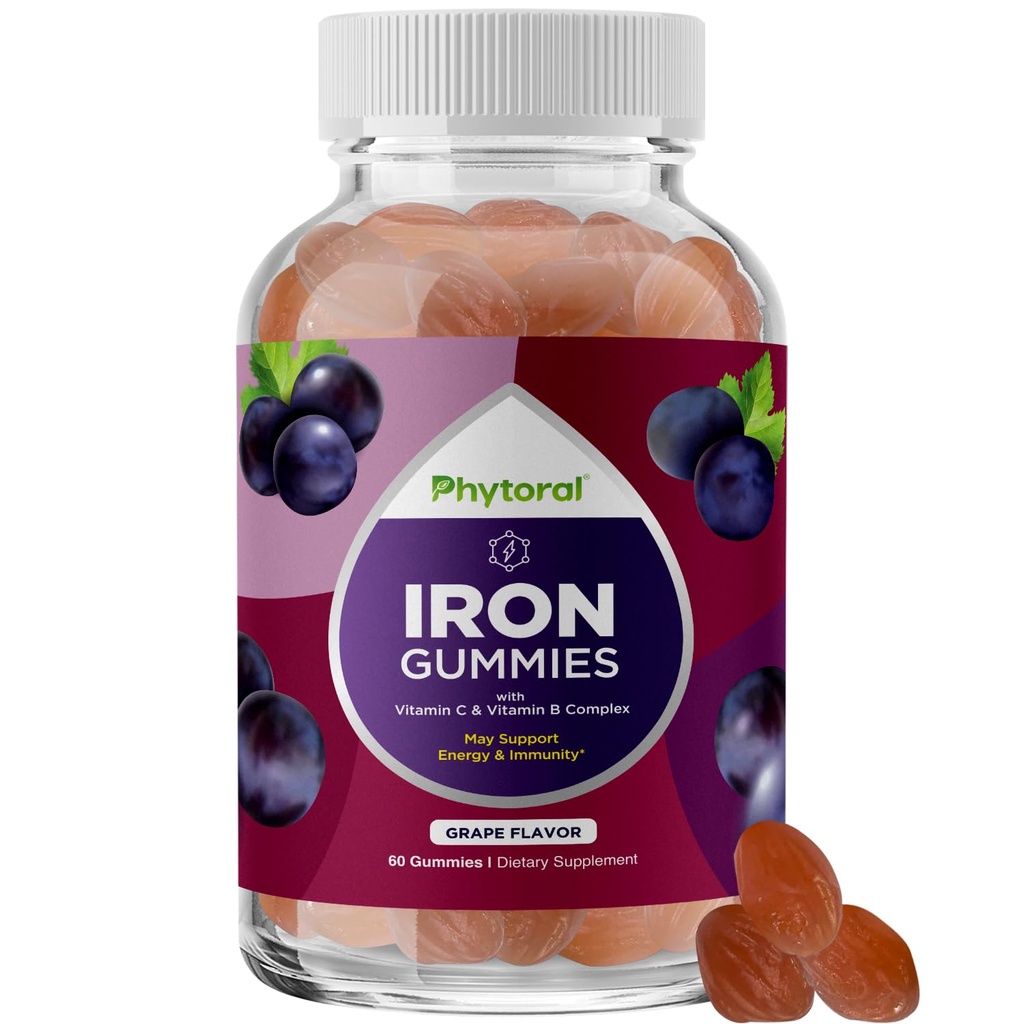 Gummies de hierro multivitamínico natural para adultos - Vitaminas de Gummy Adulto con Iron y Energía Complejo vitaminas Complejo B - Suplemento de Gummy y Concentración Mental Multivitamina