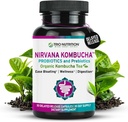TRIO NUTRITION Nirvana Kombucha - Probióticos multiestreno Blend con té orgánico - Cápsulas de liberación retardada para la salud digestiva & inmunitaria - Alivio de rubor - Saldo de pH natural