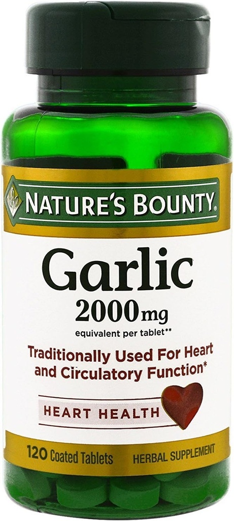 [BRSWICAZCQNRC2TI] Ajo rebotado de la naturaleza, 2000mg, 120 Tabletas caladas (Pack of 2), 2 Botellas Cada una de 120 Tabletas