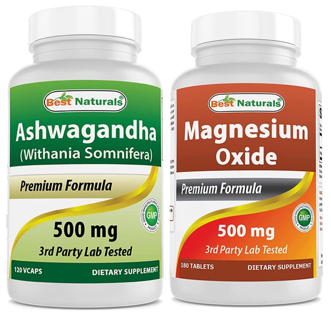 Mejores Naturales Ashwagandha Extracto 500 mg de óxido de magnesio 500 mg