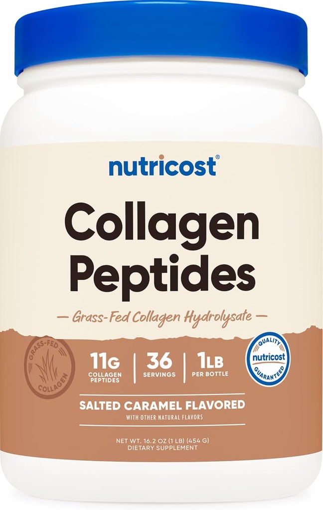 [BRSWGCAYCANAI2DX] Nutricost Collagen Peptides Powder 1LB (454 G) (Salted Caramel) - Grass Fed Bovine Collagen Hydrolysate