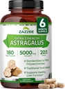 Zazzee Extra Strength Astragalus Root 20:1 Extract, 5000 mg Strength, 70% Polysaccharides, 180 Vegan Capsules, 6 Month Supply, 100% Vegetariano, Estándarizado y Concentrado 20X Extract, Non-GMO
