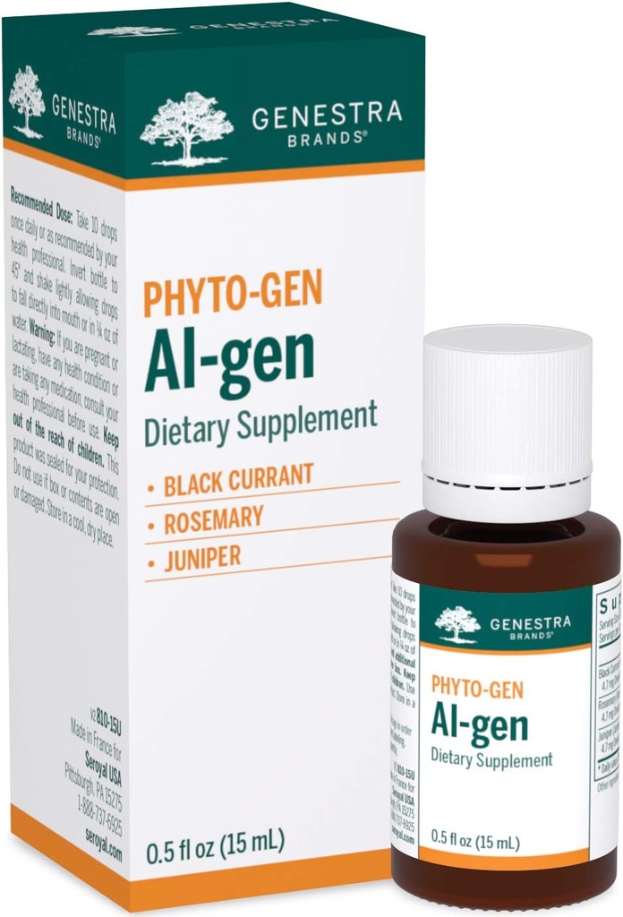 Genestra Brands Al-gen tención Black Currant, Rosemary y Juniper Herbal Suplemento Silencio 0,5 fl. oz.