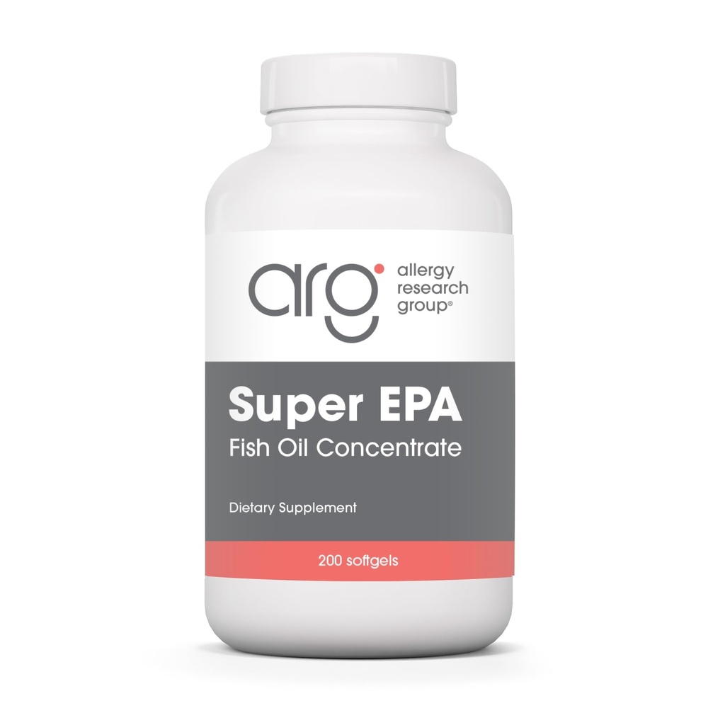 Allergy Research Group Super EPA - Omega 3 Suplemento, Fish Oil Concentrate, EPA, DHA, Omega 3 Fatty Acids, Sustentably-Sourced Anchovies, Softgels - 200 Count