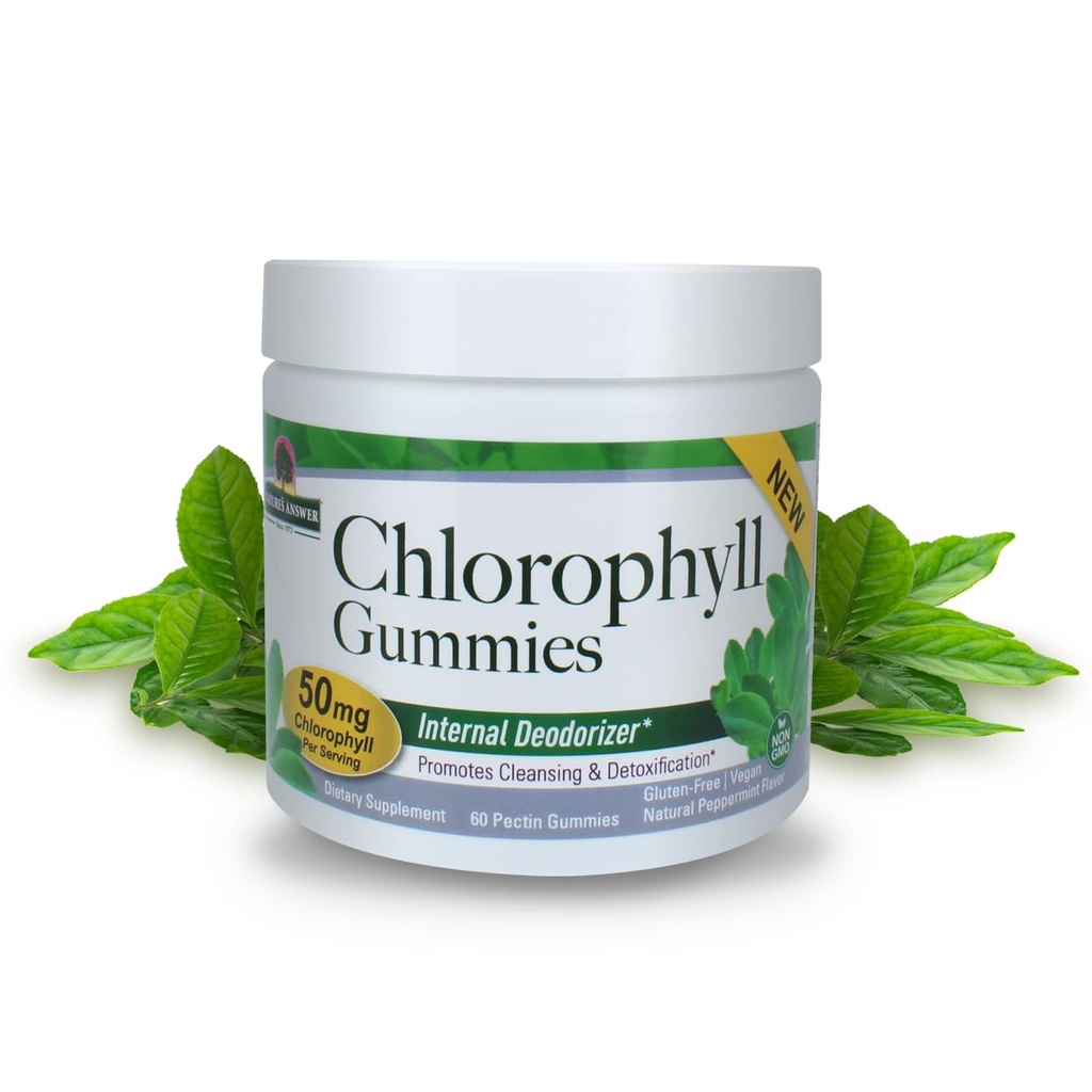 Respuesta de la naturaleza Chlorophyll Gummies 60 Conde ← Natural Interna Desodorante* Silencio Esquí y Peluquería Apoyo Inmunitario Silencio Gelatin Libre Silencio No GMO Silencio G Gratis Silencio