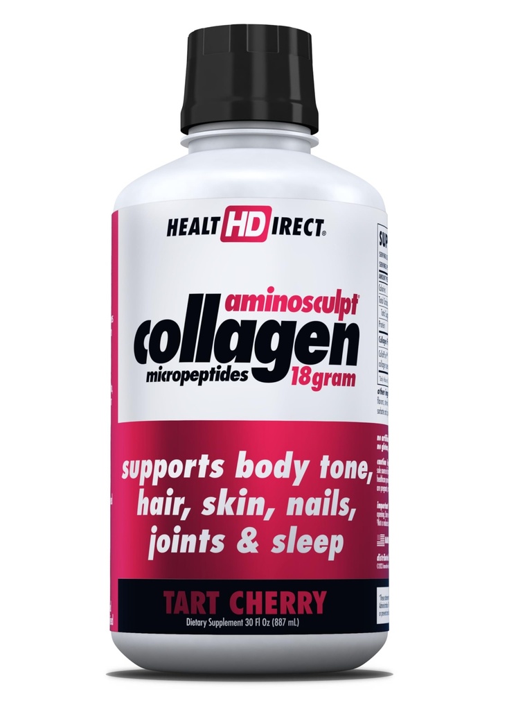 HEALTH DIRECT AminoSculpt Suplemento sin azúcar - Proteína de alta potencia médica de grado para el cabello, la piel, uñas &amp; juntas, grúa, no GMO, Líquido Collagen - Cereza de tarta - 30 Fl Oz