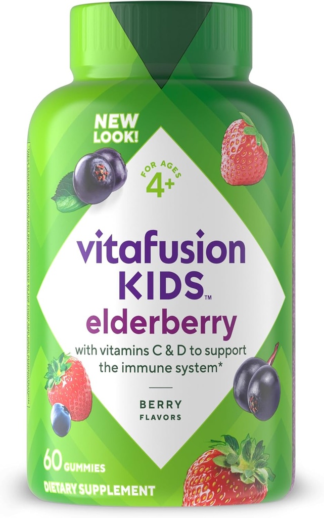 [BRSWYGQ5CV4AOFA4] Vitafusion Kids Elderberry Gummy Vitaminas, Delicious Immune Support Gummies for Kids, 60Ct