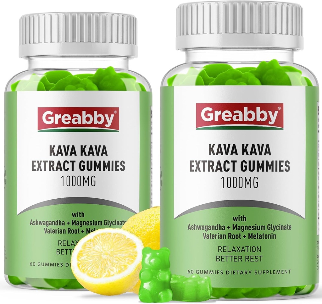 Kava Gummies 1000mg Chewable Kava Supply, Natural Lemon Flavor, 120 Vegan Gummies, Stress Relief & Relax Supplement