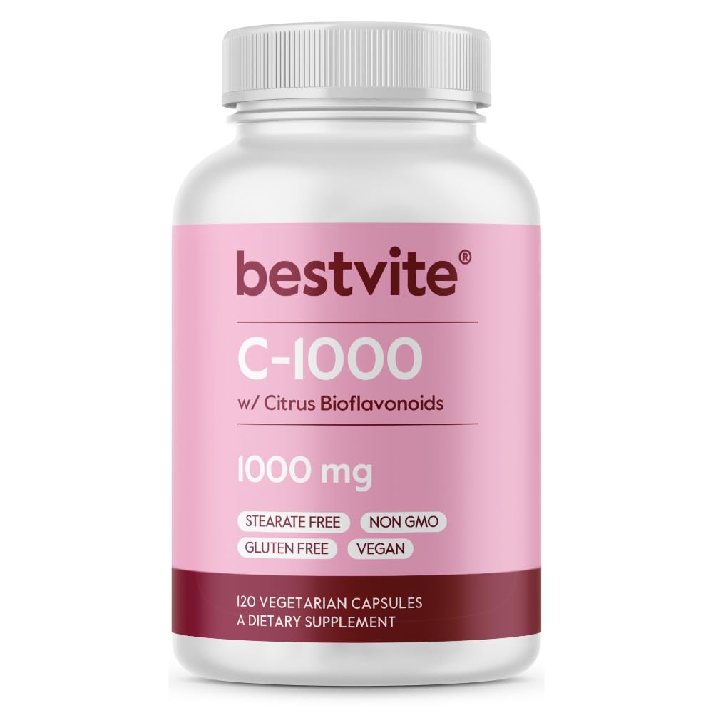 BestVITE Vitamina C 1000mg (120 cápsulas vegetarianas) con Citrus Bioflavinoids - No Stearates - Vegan - No GMO - Gluten Free