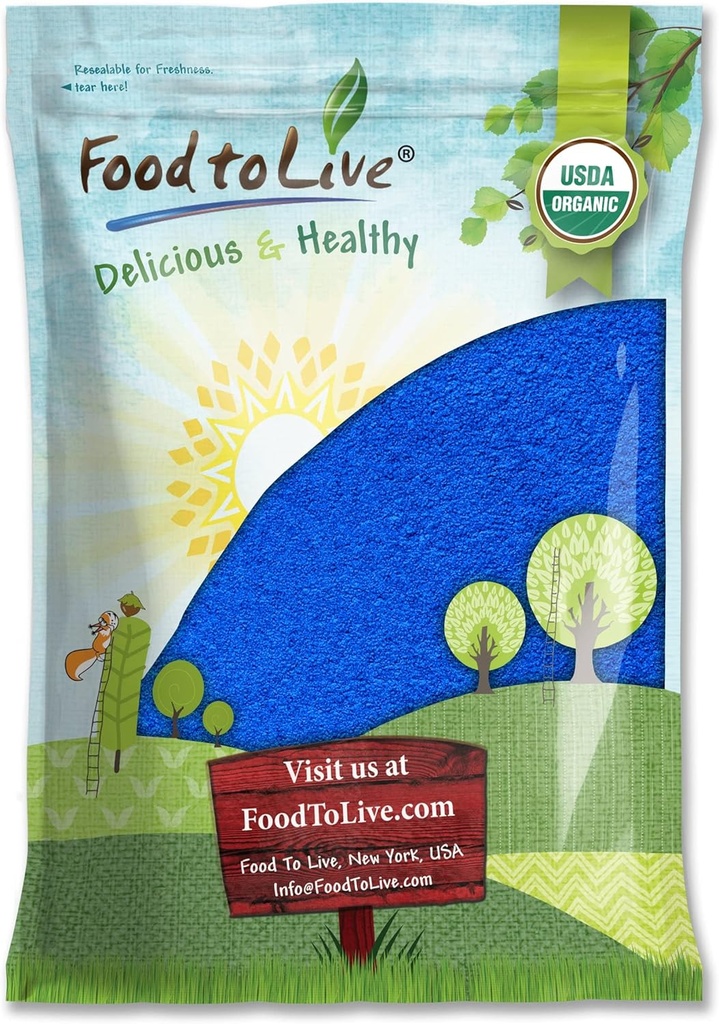 Alimentos para Vivir Orgánica Azul Espirulina Polvo, 8 Libras – No GMO, Puro Azul-Grand Alga Extracto, Vegano, No-Irradiado, Grande para Jugos, Smoothies, Shakes, Bebidas, y Colorear Alimentos