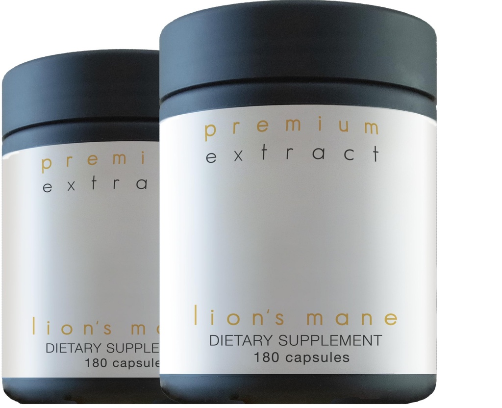 León Mane Organic Mushroom Extracto Oriveda 2-Pack - Fruiting Body 180 v-caps, Mycelium 120 v-caps Supports El sistema cerebral y nervioso