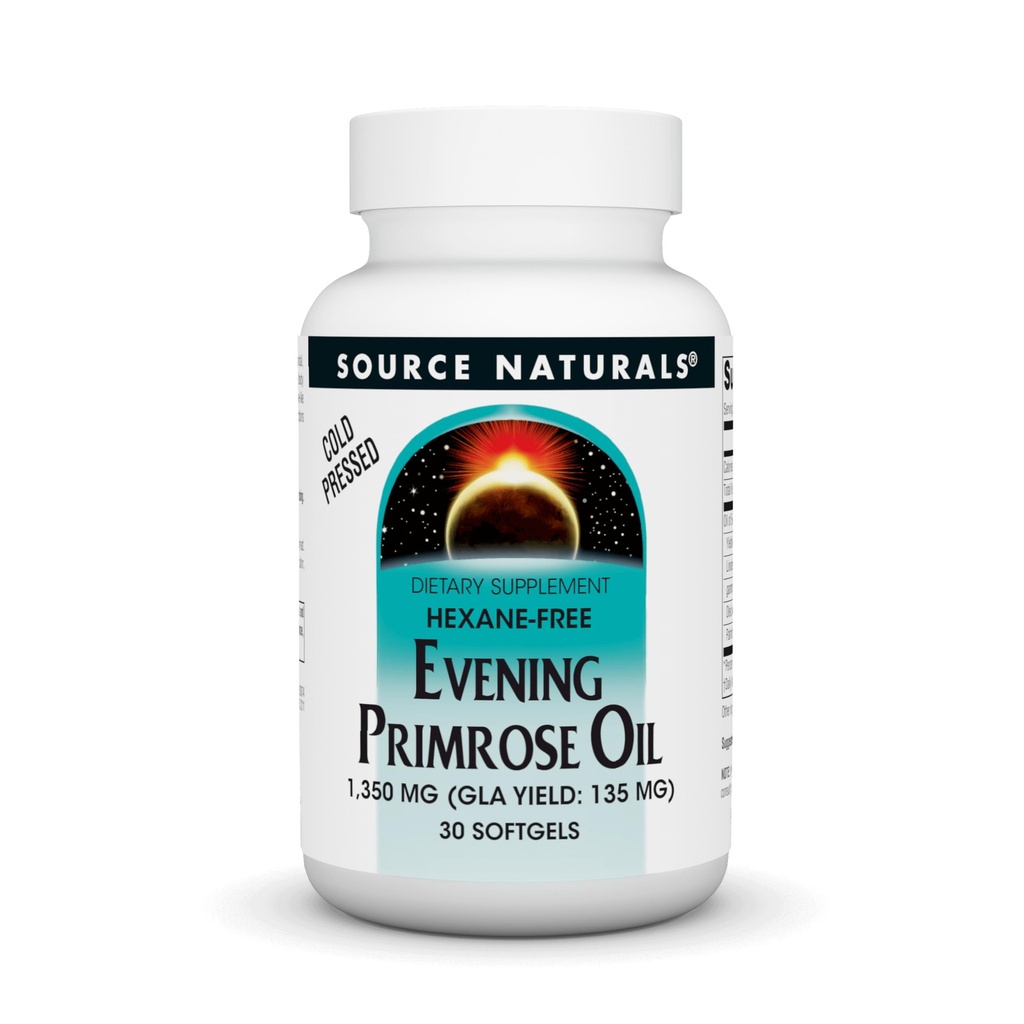 Source Naturals Evening Primrose Oil - Hexane-Free - 1350mg - GLA Yield: 135 mg - Cold-Presed - 30 Softgels