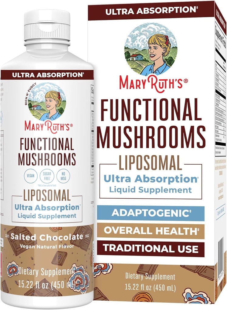 MaryRuth Organics Mushroom, Suplemento de Mushroom, Vitamina Líquida de Mushroom, Suplemento de Mushroom de Reishi para Immune Support, Turquía Vitamina de Tail para el alivio de estrés, Vegan, No GMO, Gluten Free, 15.22 Fl Oz