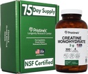 Cápsulas de monohidrato de PRISTINE para hombres y mujeres - NSF Certified 75 Day Supply 3G Muscle Growth Support Suplemento - Cognitive ' Athletic Performance Support - Mejor recuperación