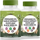 Óleo de orégano, Extracto de ajo, hoja de oliva, aceite de semilla negra, apoyo a las astragalus-inmune " Suplemento de salud digestiva para mujeres y hombres- 120 Conde
