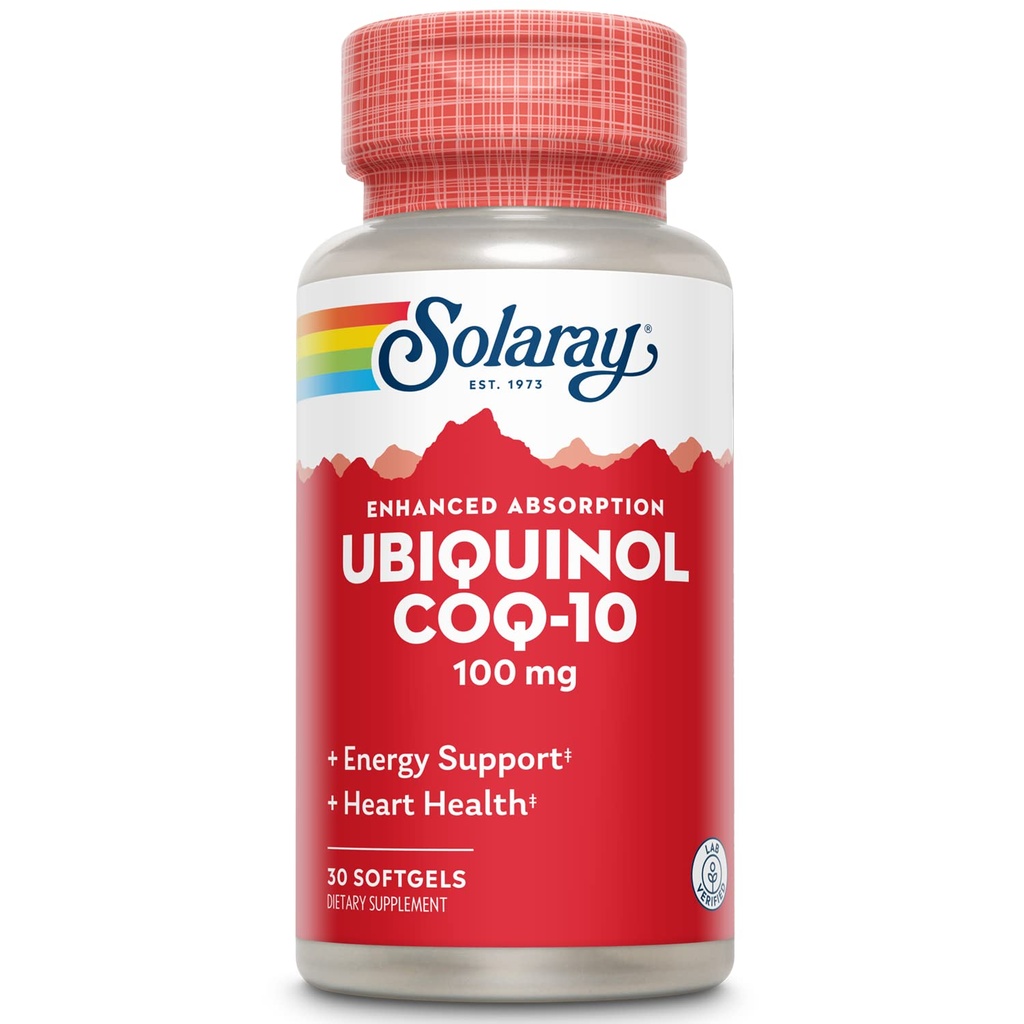 Solaray Ubiquinol CoQ-10 100mg Enhanced Absorption Softgels - Ubiquinol CoQ10 Supplement for Men & Women, Coenzyme Q10-30 Softgels