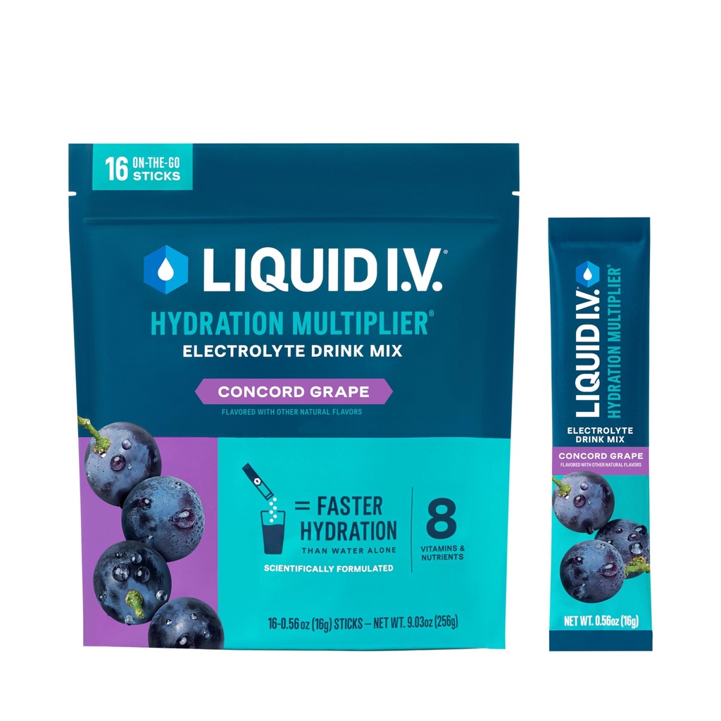 Liquid I.V.® Hydration Multiplier - Concord Grape ← Electrolyte Powder Drink Mix tención 1 Pack (16 Servings)